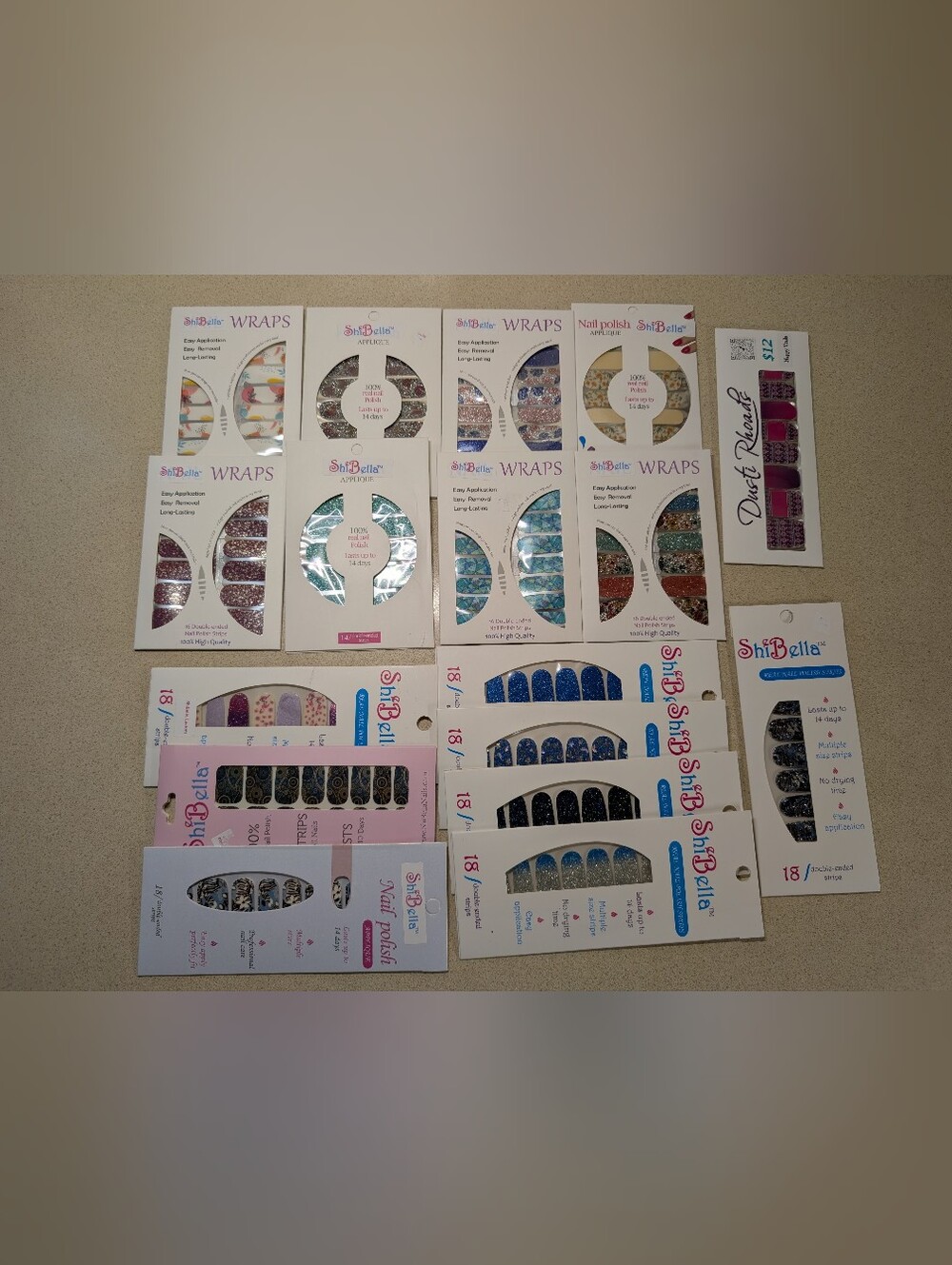 Real Nail Polish Wraps. Variety Pack in Blue, Pink, Purple, Silver, Brown
